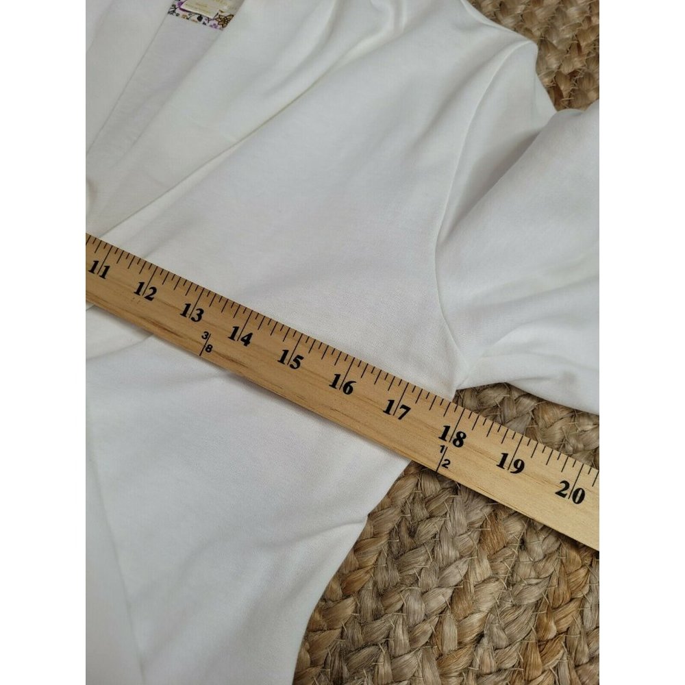 Maeve Anthropologie White Faux Wrap Long Sleeve V Neck Blouse Top Sz. M_10
